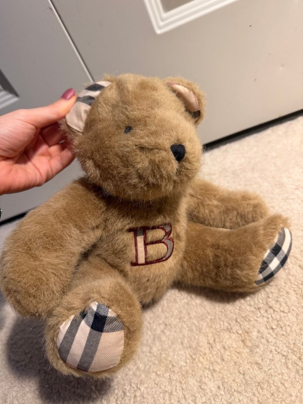 Burberry Teddy Bear Plush – Embroidered B Logo – Nova Check Ears and Paws
